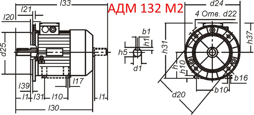 Основные размеры  АДМ 132 М2