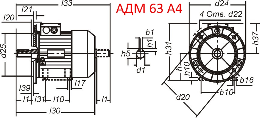 Основные размеры  АДМ 63 А4