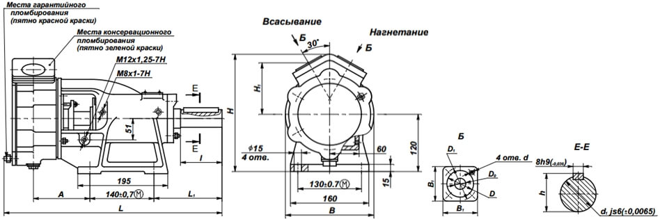 Размеры насоса ВК 1/16А